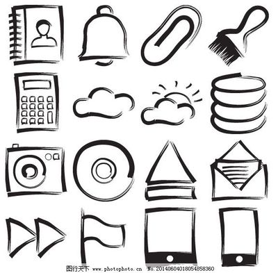 毛笔风格文具图标 传统韵味与现代生活的完美结合